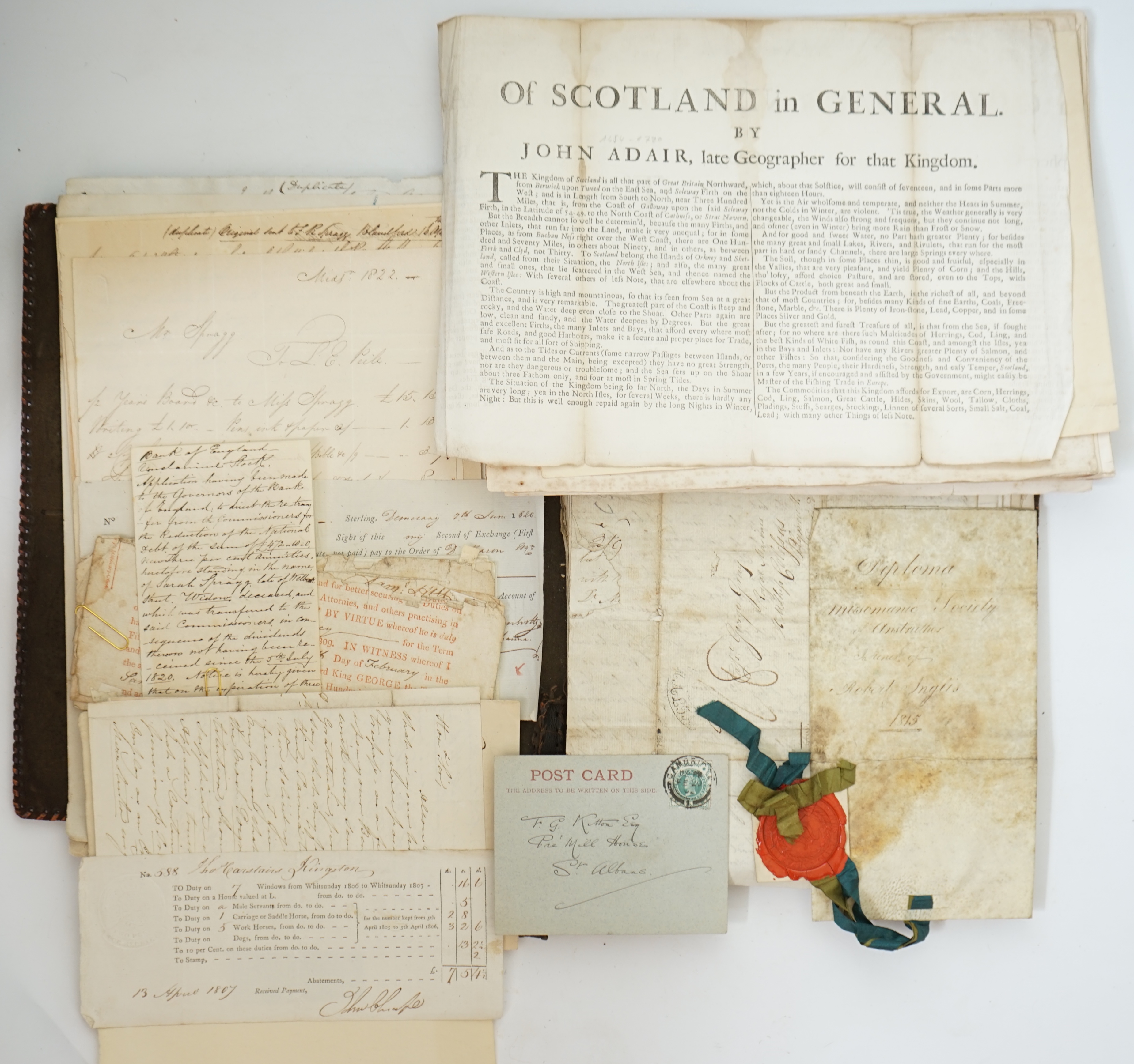 Portfolio of letters, prints and documents, 1734-1902, correspondence of George Spragge, Messrs Bainbridge and Brown, Bread Street, London